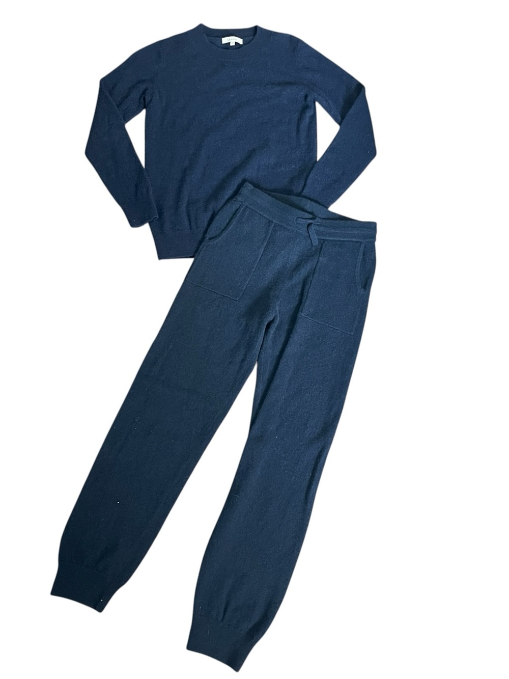 Quince Washable Mongolian Cashmere Sweater Jogger Set Kids 12 Navy Unisex